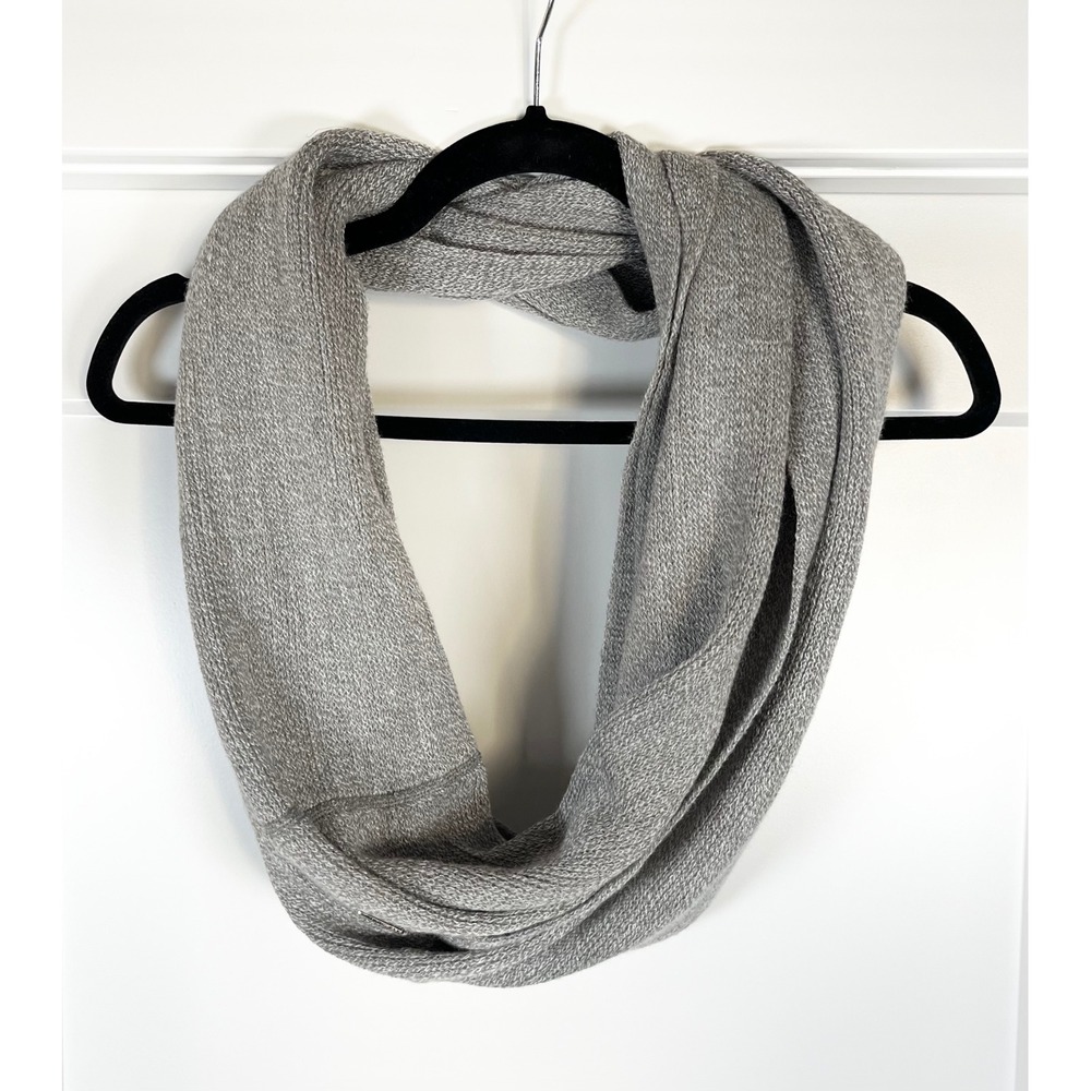 Calvin Klein Gray Infinity Scarf Quiet Luxury Preppy Minimalist Knit Loop Scarf